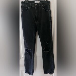 Abercrombie & Fitch The Ankle Straight High Rise Black Jeans